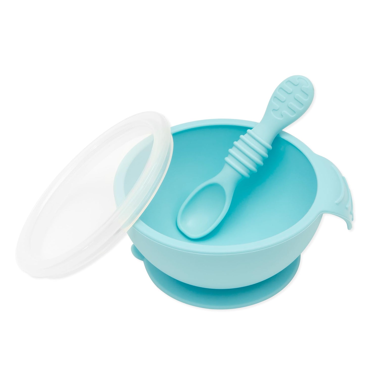 Bumkins Baby Bowls, Disney Minnie Mouse Silicone Baby Feeding Set, Suction Bowls for Baby and Toddler with Spoon, First Feeding Set, Platinum Silicone Bowl for Babies 4 Months
