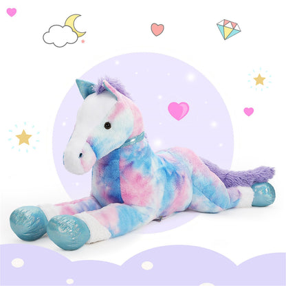 Tezituor 47 Inch Giant Horse Stuffed Animal, 4ft Realistic Chocolate Stuffed Horse Plush Toy, Hugging Soft Horse Pony Plush Pillow for Boys Girls,