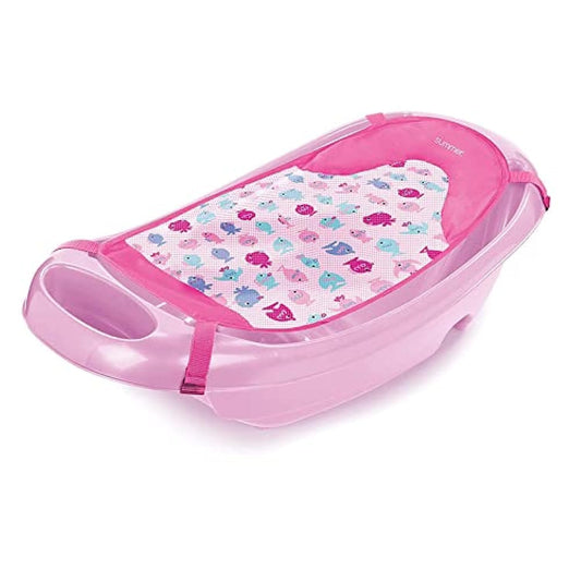 Summer Infant Splish 'n Splash 3-Stage Tub for Newborn to Toddler (Aqua) - Includes Fabric Sling, Cushioned Support, Parent Assist Tray, and Drain Plug