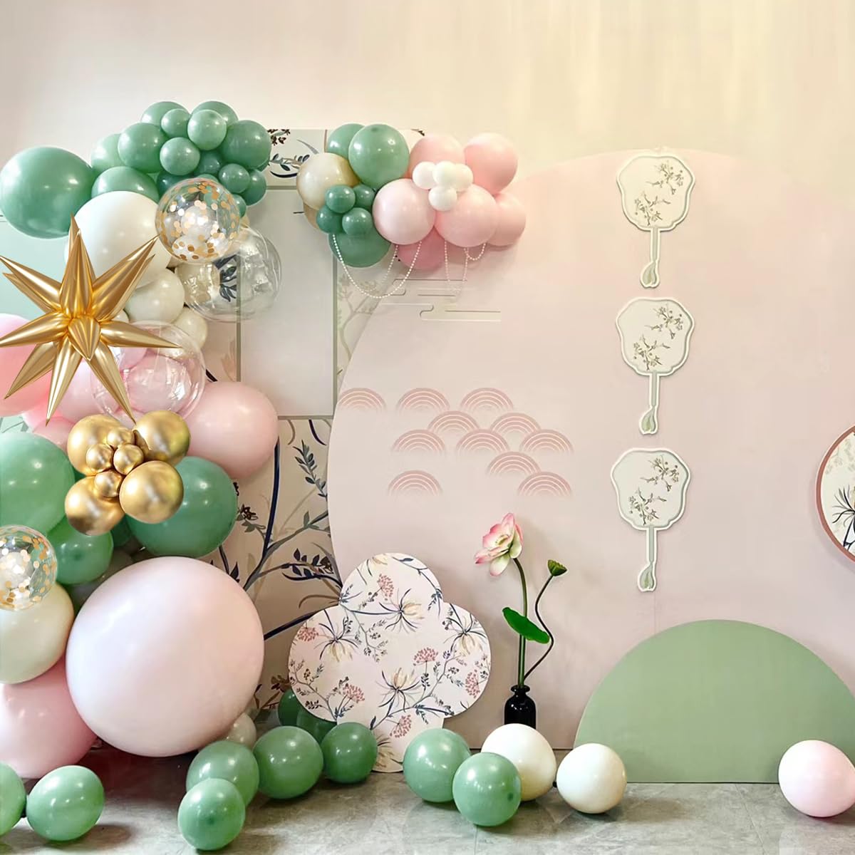 Boho Balloon Garland Arch Kit, 156Pcs Dusty Pink Pastel Brown Metallic Champagne Gold White Balloons for Wedding Baby Bridal Shower Engagement Anniversary Birthday Decorations