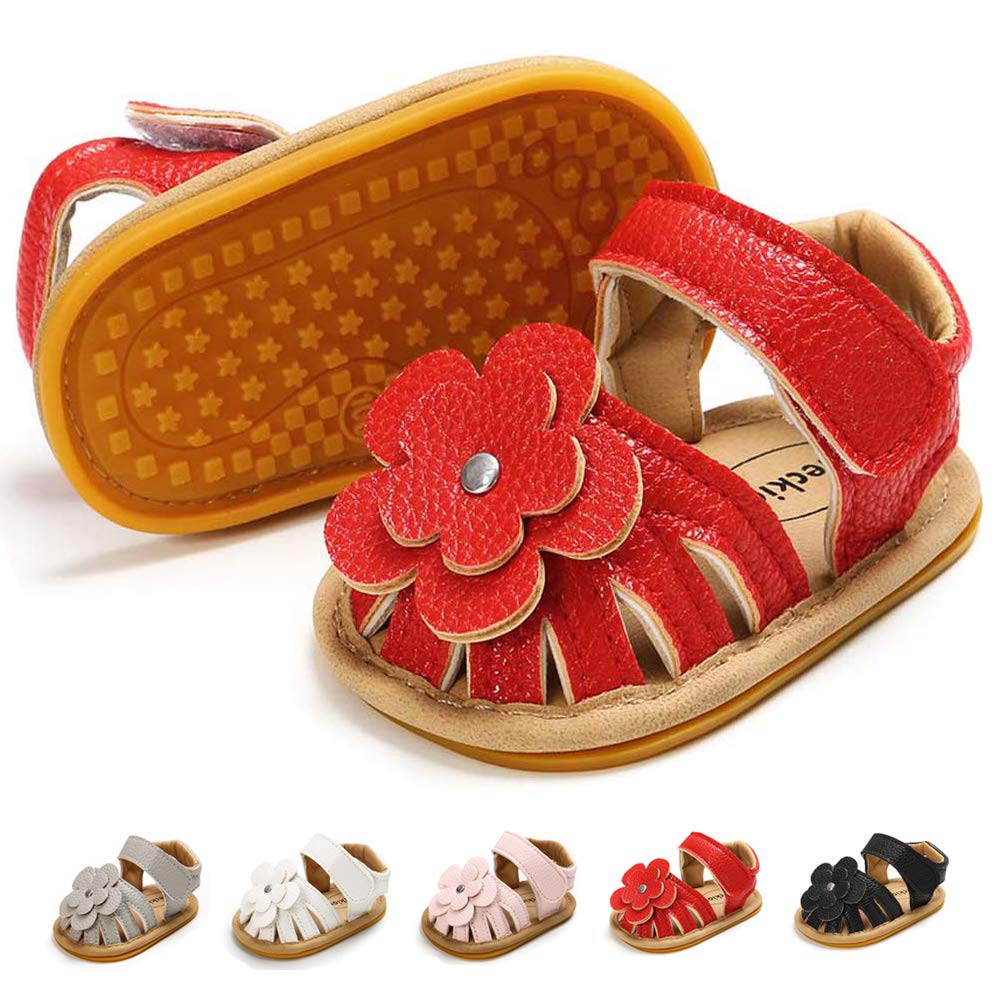 Babelvit Infant Baby Girl Boy Sandals Comfort Premium Summer Outdoor Casual Beach Shoes with Flower Bowknot Anti Slip Rubber Sole Newborn Toddler Prewalker First Walking Shoes
