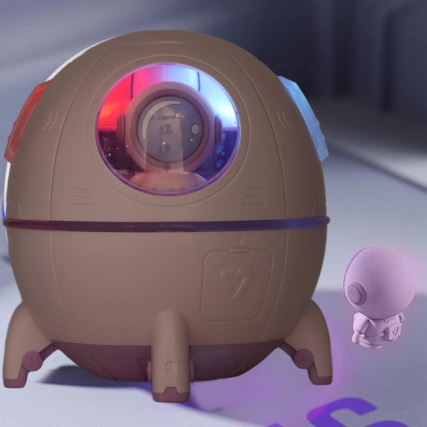 Space Capsule Humidifier USB Large Mist Volume Cute Baby Humidifier with Diffuser Night Light for Car Office Room Bedroom Home Car Desktop White (Light Purple)
