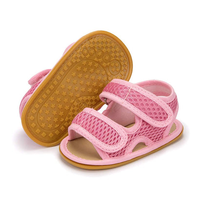 Sawimlgy Baby Girls Boys Sandals Summer Flowers Shoe Rubber Sole PU Leather Mesh Infant Toddler First Walkers Princess Dress Outdoor Shoes