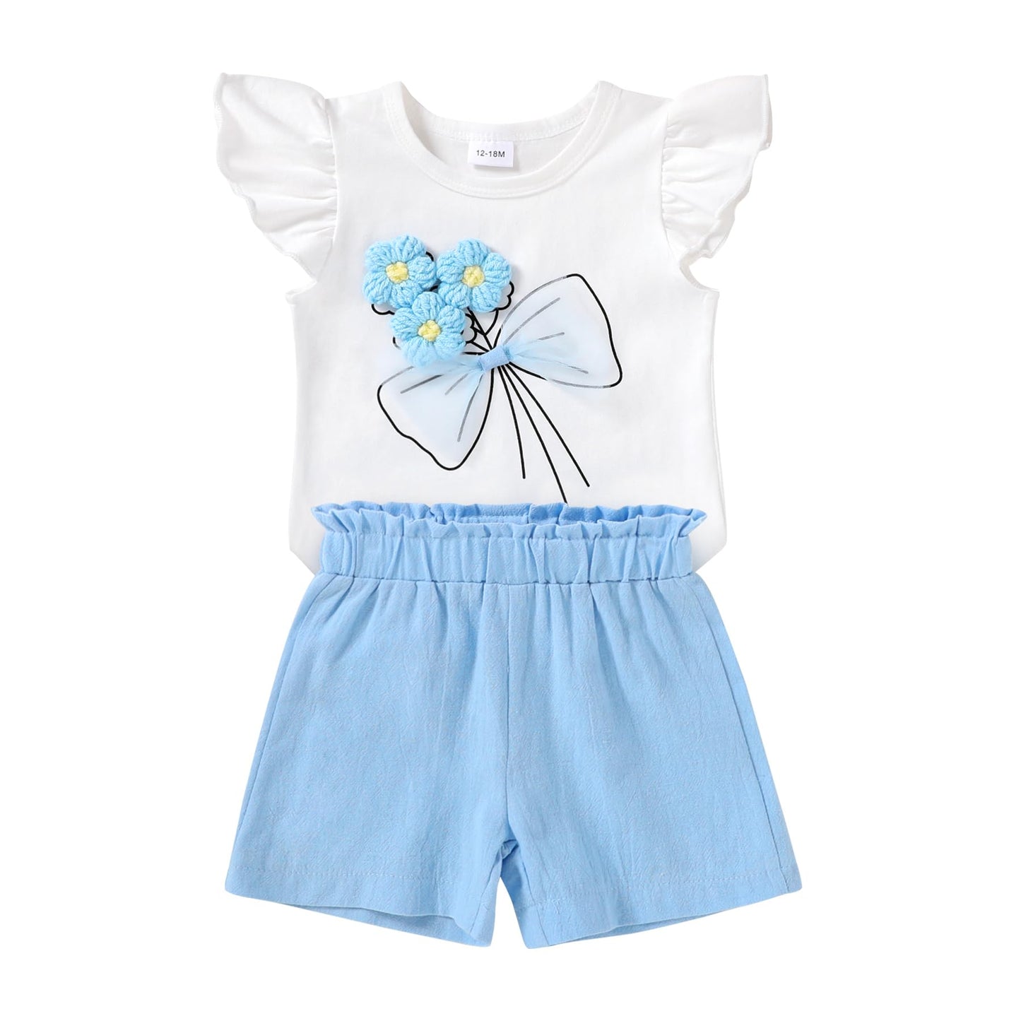 YOUNGER TREE Toddler Baby Girls Clothes Sunflower T-shirt + Bowknot Shorts with Cute Summer Girl Clothes Set