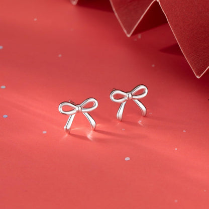 SLUYNZ Solid 925 Sterling Silver Tiny Bow Earrings Stud for Women Teens Small Bowknot post Stud Earrings