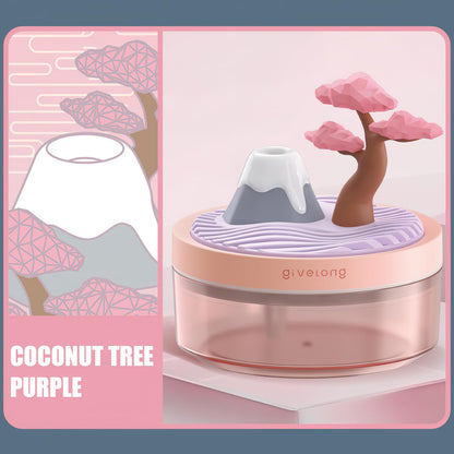 Mini Portable Desktop Humidifiers for Bedroom,Small Humidifier with Cherry Tree,Quiet,Cool Mist, Auto Off,7 Colors Night Light,320ml Air Humidifier Home Office Travel(PINK)