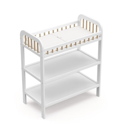 Storkcraft Pasadena Changing Table with Water-Resistant Changing Pad (Driftwood) - GREENGUARD Gold Certified, Includes Bonus Water-Resistant Changing Pad with Safety Strap, 2 Open Shelves