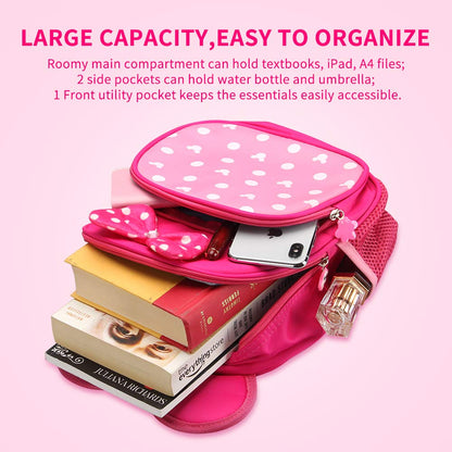 Pink Cute Kid Backpacks for Little Girls Mini Mouse Backpack Toddler Bookbag Small Kids Preschool Backpacks for Girl Backpack Gift Childrens Daycare Book Bag Travel Backpacks Kindergarten Backpack