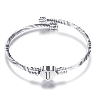 VQYSKO Gold Bracelets for Girls-A to Z Stainless Steel Heart Initial Girl Jewellery, Birthday Gifts for Girls