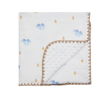 Baby Blanket Double Layer Cotton 40 x 40 Soft Receiving Blanket with Pattern Machine Washable Brown Bear