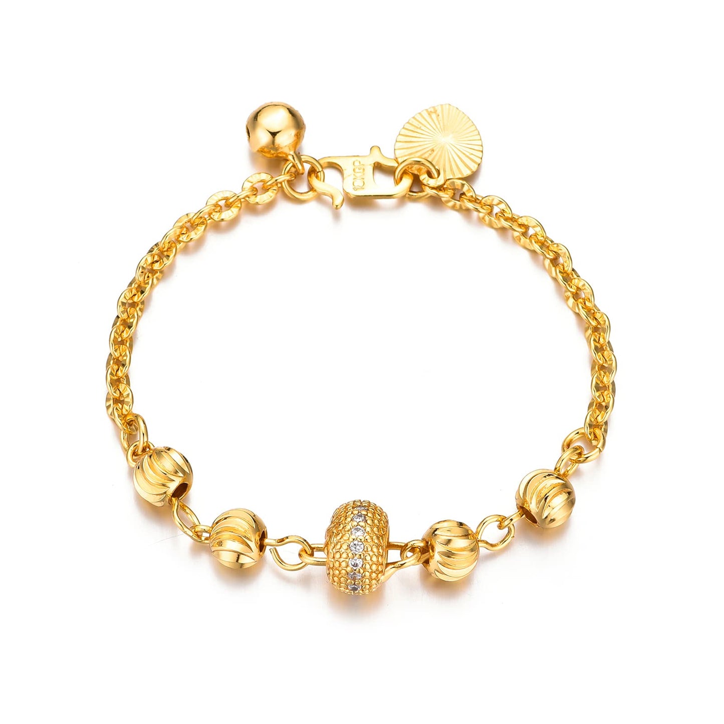 Ethlyn Baby Bracelets for girls 18K Gold Plated Beads Bracelets Bells Baby Girls Birthday Gifts