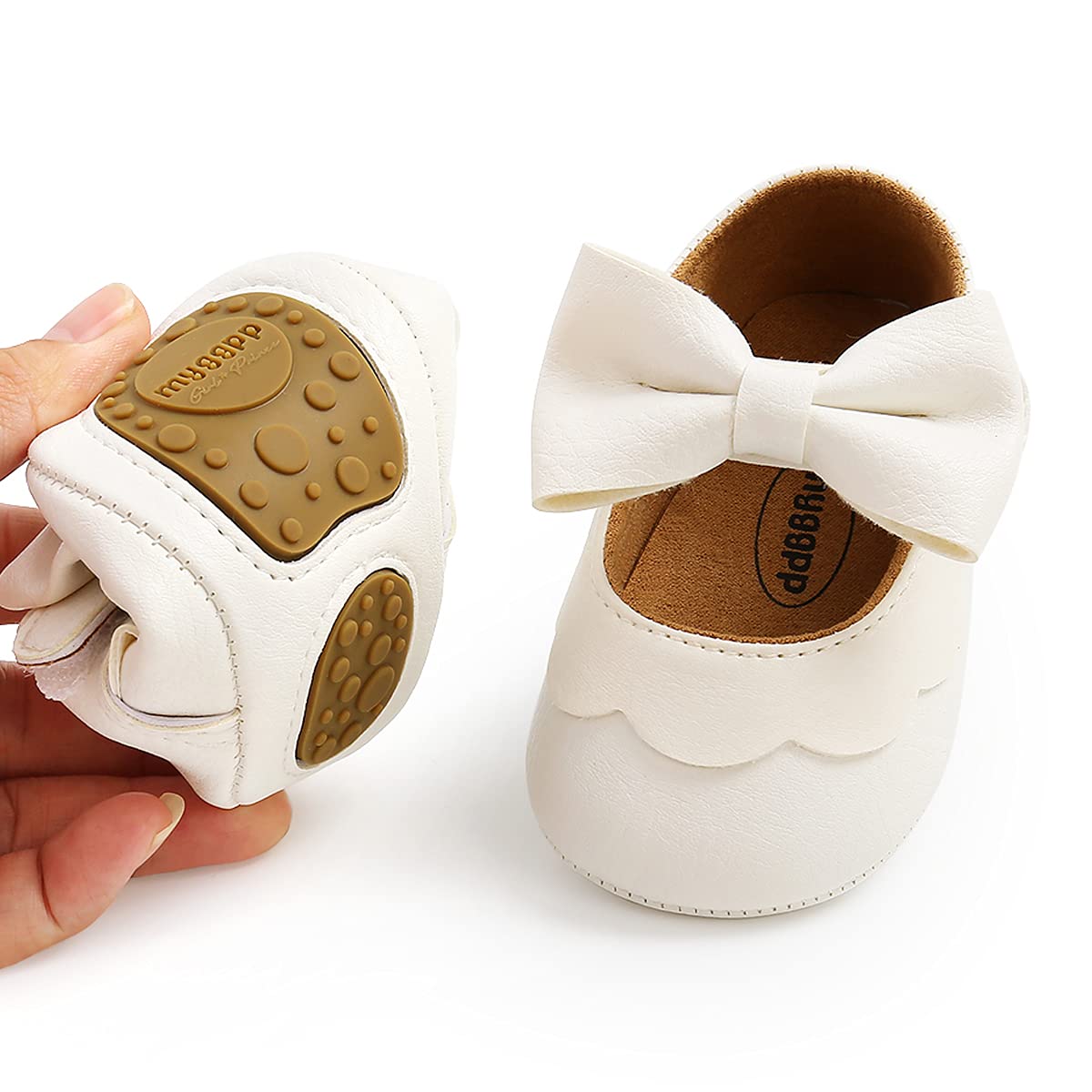 Baby Girls Mary Jane Flats with Bowknot Flowers Soft Newborn Infant First Walkers Crib Shoes Wedding Party Christmas Dress Shoes