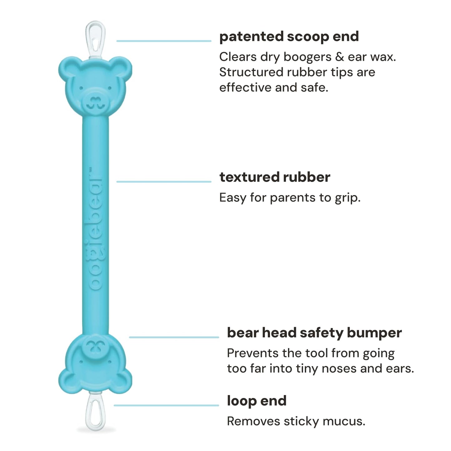 oogiebear BearPair Silicone Bulb Baby Nasal Aspirator and Ear & Nose Syringe, Safely Sucks Snot and Removes Mucus, Cleanable and Reusable, Grey