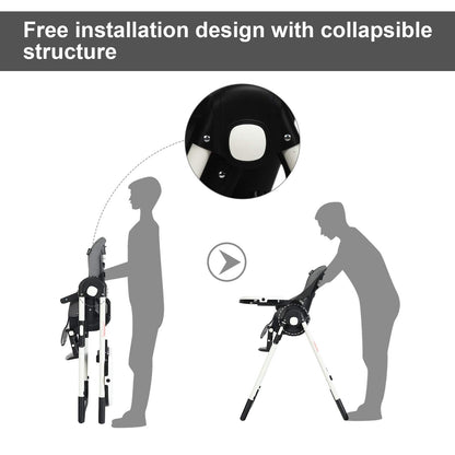 INFANS High Chair for Babies & Toddlers, Foldable Highchair with Multiple Adjustable Backrest, Footrest and Seat Height, Removable Tray, Detachable PU Leather Cushion, Built-in Rear Wheels (Black)