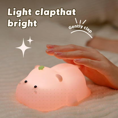 Night Light for Kids, Cute Pink Silicone Hippo Night Light, Rechargeable, Touch Sensor Bedside Table Lamp, Squishy Animal Led Lamp for Bedroom Living Room Gift Decor, Red, AAB-00212