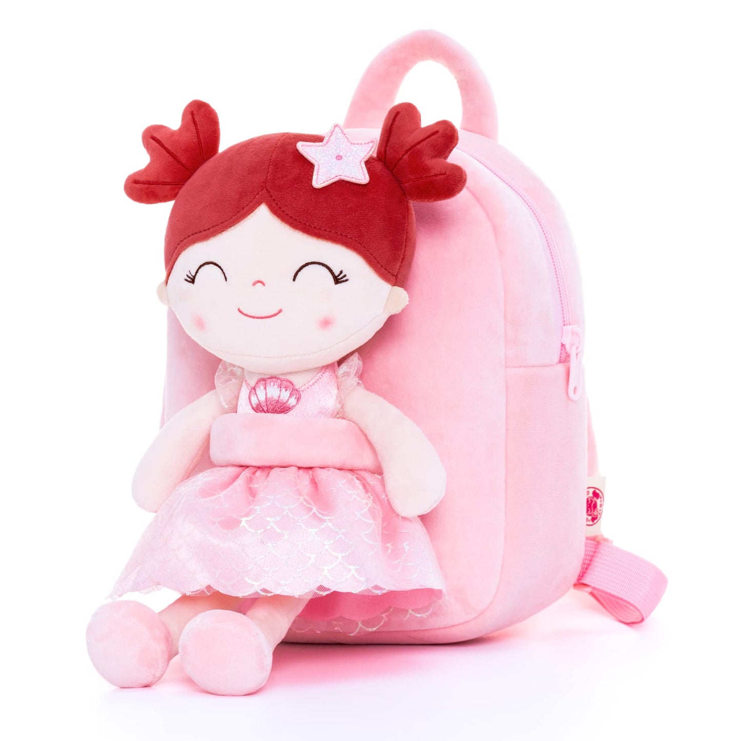 Gloveleya Toddler Backpack Baby Ballerina Girl Gifts Plush Curly Hair Ballet Backpack - Black Blonde 9 inches