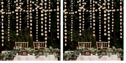 Decor365 Champagne Gold Birthday Decorations Glitter Dot Garland Circle Streamers Banner Backdrop Baby Showers Bridal Showers Christmas New Year Eve Anniversaries Graduations Holiday Parties Decor