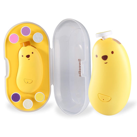 Baby Nail File Electric, Gentle Rechargeable Nail Trimmer, Baby Nail Clippers Grooming Kit Manicure Set for Infant Toddler or Adults, 6 Grinding Head Replacement Pads White