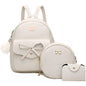 I IHAYNER Girls Bowknot 3-Pieces Fahsion Leather Backpack Backpack Purse for Women Rucksack for Ladies Shoulder Bag
