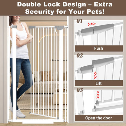 Fairy Baby 51.18" Extra Tall Cat Gate for Doorway, 29.5"-40.5" Extra Wide Pet Gate Dog Barrier Indoor for Cats Dogs, Kid Puppy Dog Gate No Jumping Over & No Climb, Metal Child Safety Proof Gate, Black