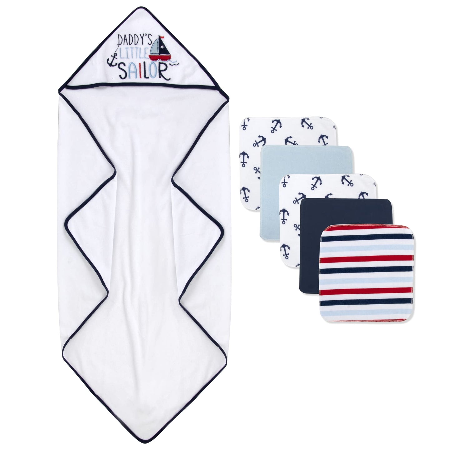 Baby Hooded Towel and Washcloth Set for Infants, Boys and Girls 6-12 Months (Mommy's Mermaid)