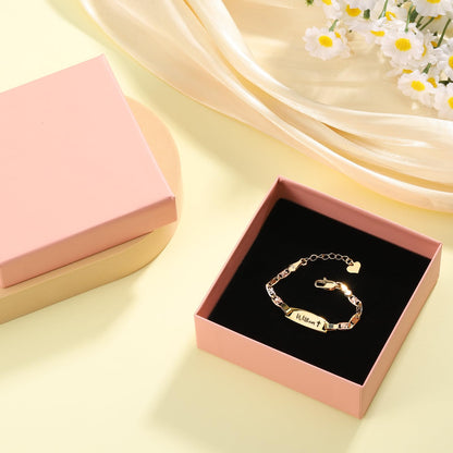 Personalized Baby Name Bracelet, 18K Gold Plated Customized Bracelets Id Protection Bracelet New Born Birthday Gift for Toddler Girls Boys