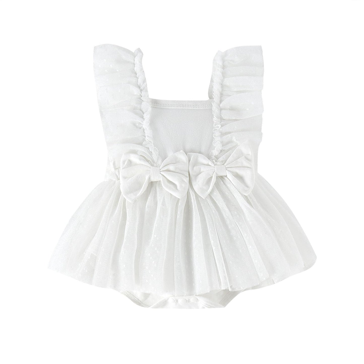 Hnyenmcko Newborn Baby Girl Summer Romper Dress Infant Fly Sleeve Flower Embroidery Mesh Tulle Skirt Hem Ribbed Bodysuit