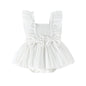 Hnyenmcko Newborn Baby Girl Summer Romper Dress Infant Fly Sleeve Flower Embroidery Mesh Tulle Skirt Hem Ribbed Bodysuit