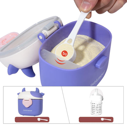 Bebamour Baby Formula Dispenser On The Go, Formula Container to Go, Formula Holder for Travel, Candy Fruit Snack Storage Container with Scoop and Leveller (Black)