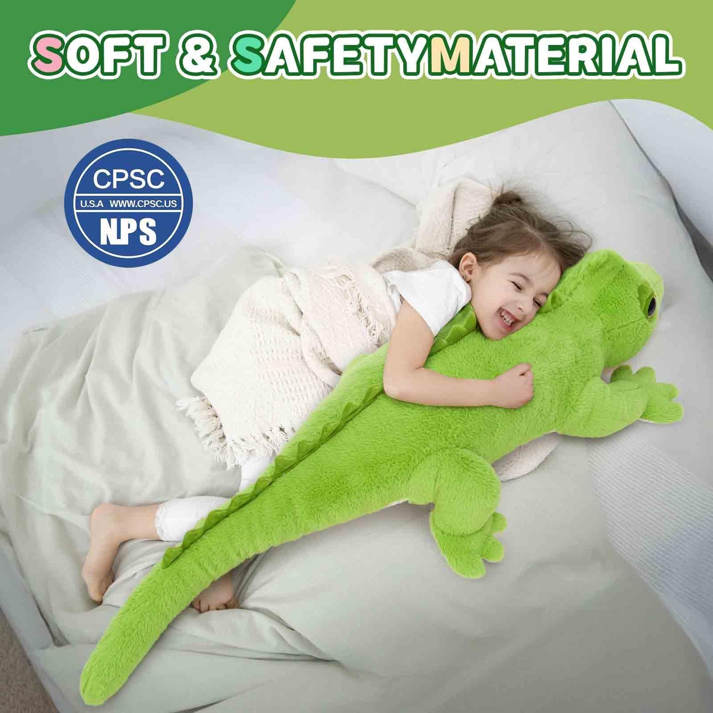 Tezituor 51 inch Giant Alligator Stuffed Animal, 4ft Large Stuffed Crocodile Plush Toy, Hugging Soft Alligator Plush Pillow for Girls Boys