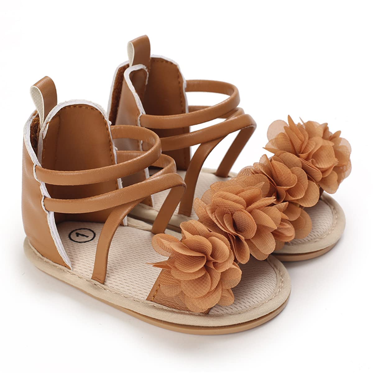 Timatego Infant Baby Girls Summer Sandals Anti-Slip Soft Sole with Flower Toddler First Walkers Crib Dress Shoes