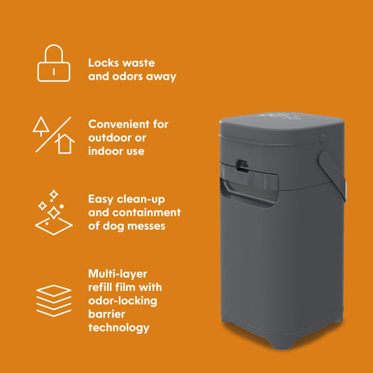 Pail | Dog Waste Disposal System for Outdoor and Indoor Odor Control | Dog Poop Trash can | Includes 1 Square Refill Bag That Lasts up to 2 Months