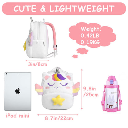 VASCHY Toddler Backpack, Baby Boys and Girls Cute Plush Animal Small Daycare Backpack for Baby Little Kids Yellow Cat