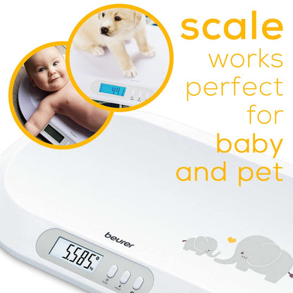 Beurer BY82 Multifunctional Baby Scale for Infants, Pets, Kids, & Adults up to 396lbs, Measures in 4 Units with Backlit Digital Display & Hold Function for Accuracy, Animal Scale for Cats and Dogs