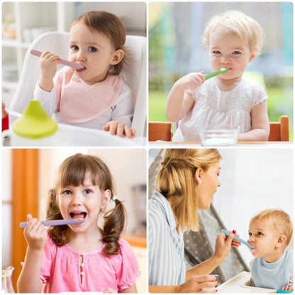 Vicloon Silicone Baby Feeding Spoons - 7 PCS First Stage for Infants, Ultra-Durable & Chewproof, Dishwasher Safe Baby Utensils