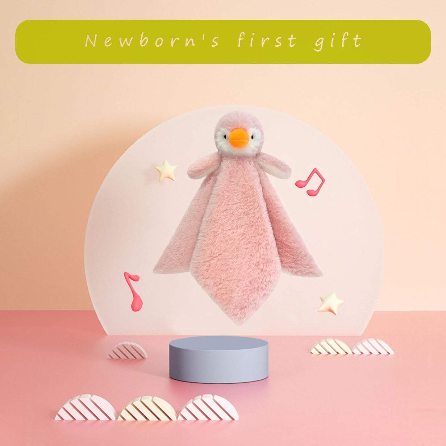 Baby Gray Penguin Soft Stuffed Animal Security Blanket, Plush Penguin Character Lovey Blanket, Baby Shower/Nursery Gift, Newborn Infant Toddler Snuggle Blankie for Girls Boys, 14 Inches
