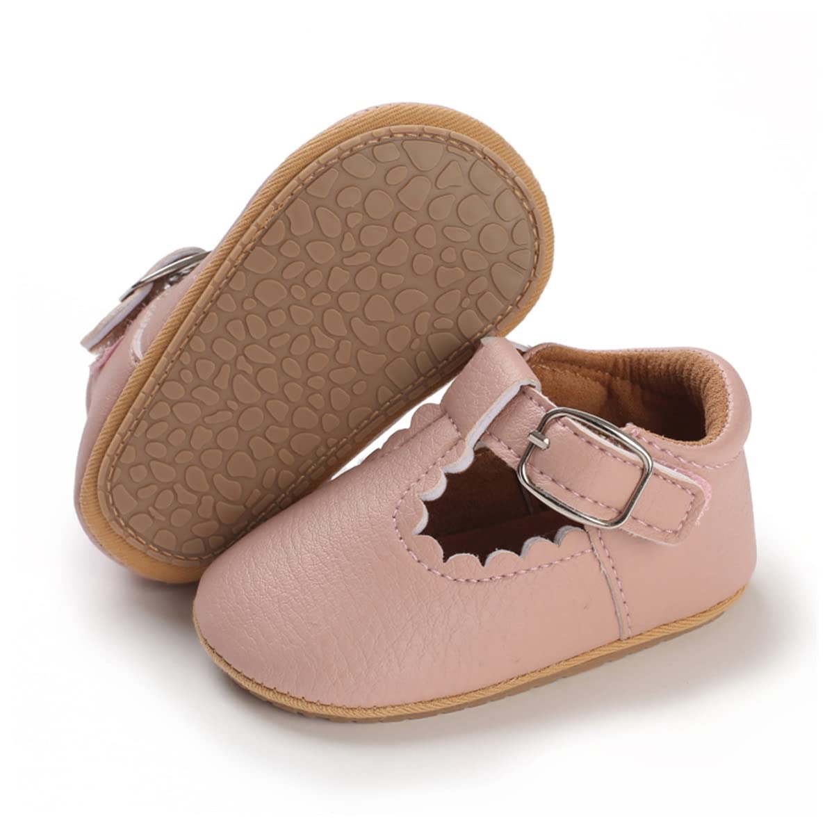 COSANKIM Baby Girls Mary Jane Flats Shoes Anti-Slip Rubber Sole Infant Toddler Princess Wedding Dress Shoes