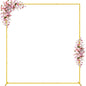Wokceer Wedding Arch Backdrop Stand Square 6.6FTx6.6FT Gold Metal Balloon Arch Stand Garden Arbor Backdrop Frame for Wedding Birthday Party Baby Shower Photo Booth Background Decoration