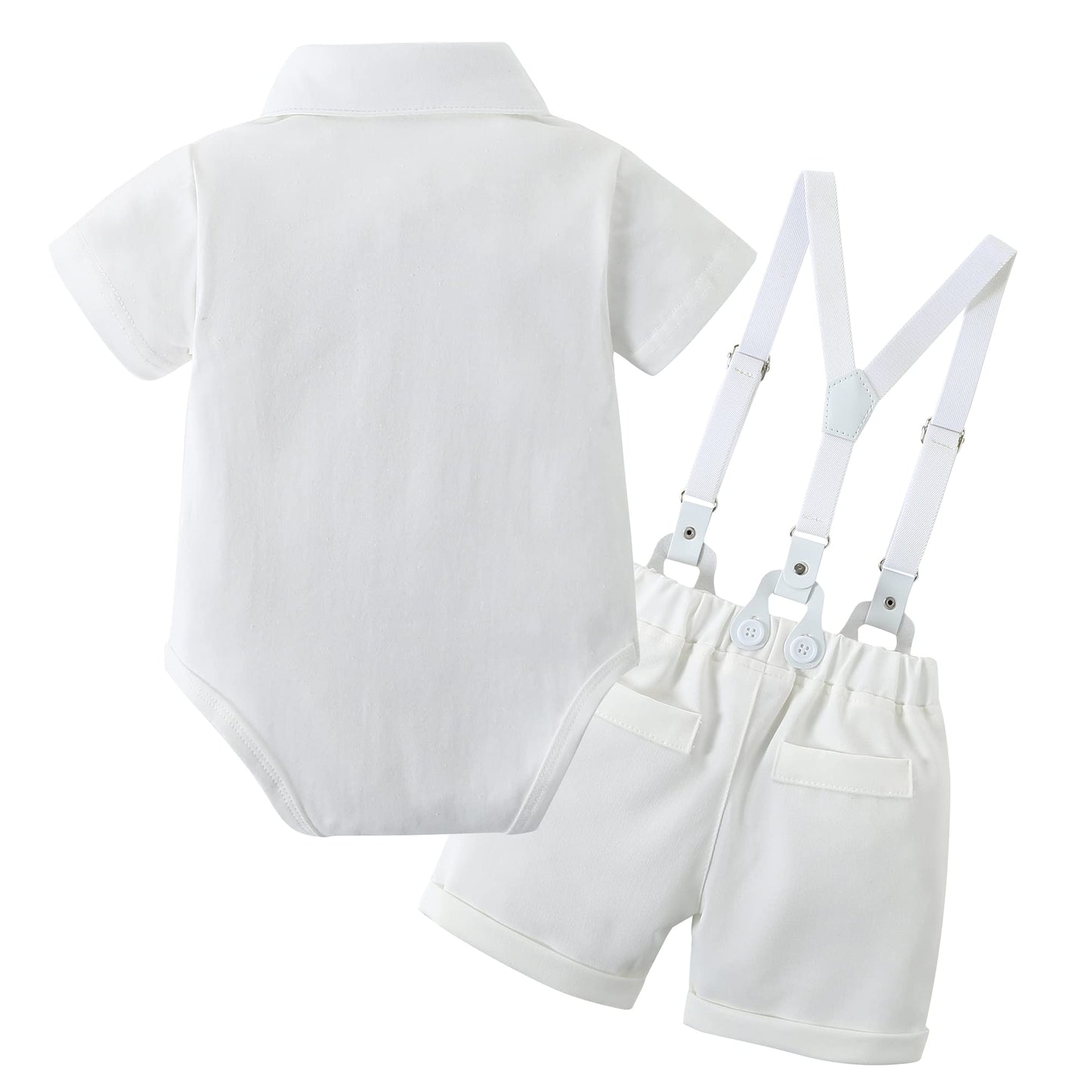 YUEMION Infant Baby Boy Clothes Gentleman Outfits Suits Summer Short Sleeve Bowtie Bodysuit Shirts + Suspender Shorts(0-24M)