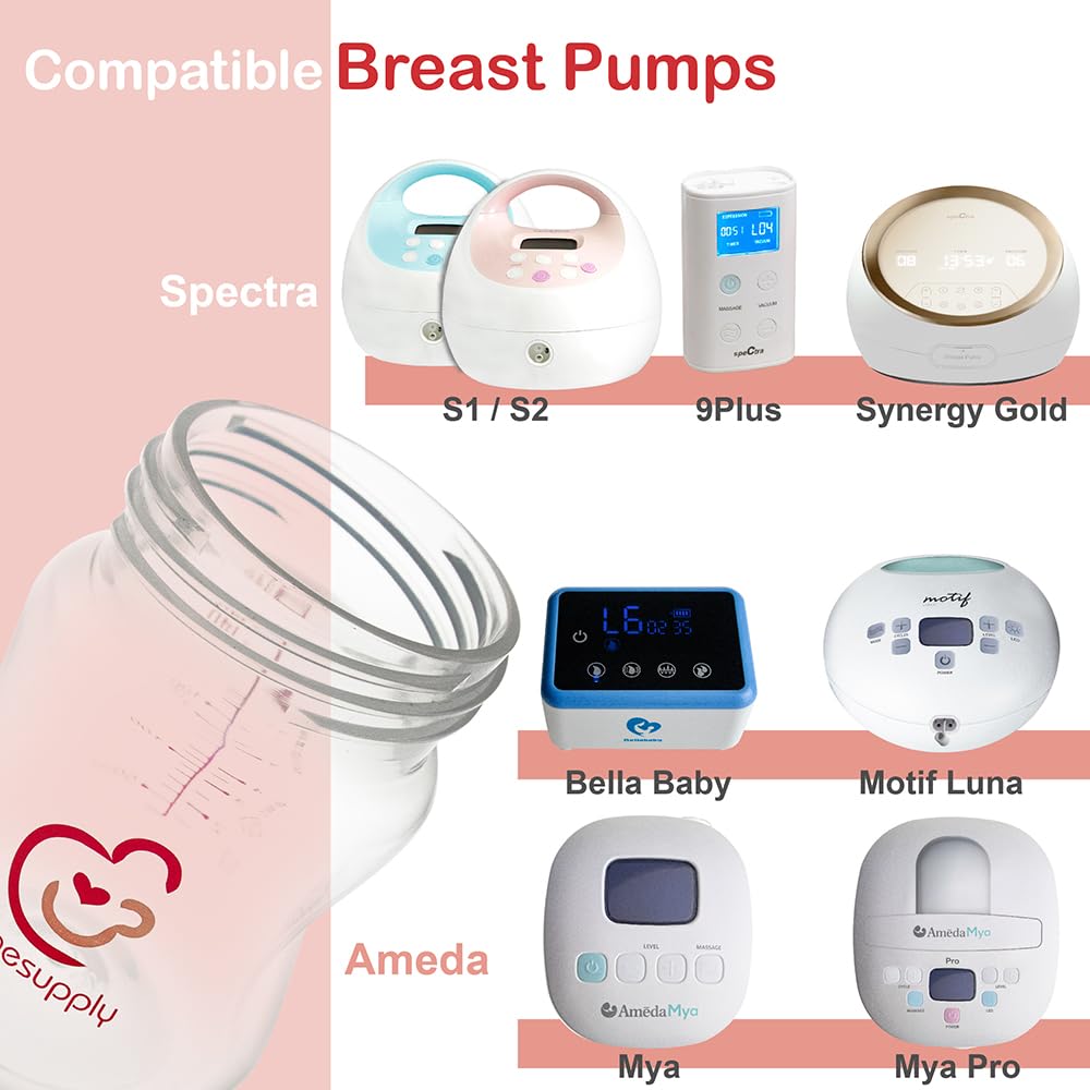 Nenesupply Natural Baby Bottles Newborn Feeding Bottles Slow Flow Breastfeeding Bottle for Breastfed Babies Wide Neck 9oz Anti Colic Level 2 Nipple for 1+ Month Infant Replace Spectra Bottle Pumping
