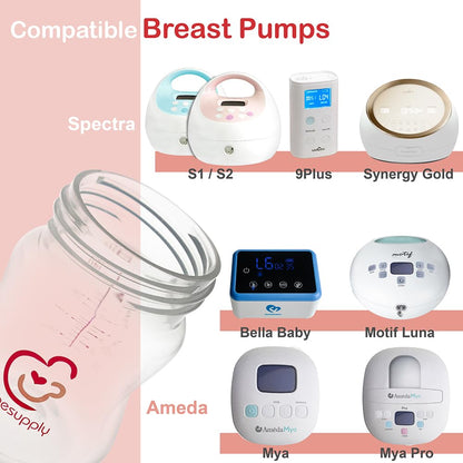 Nenesupply Natural Baby Bottles Newborn Feeding Bottles Slow Flow Breastfeeding Bottle for Breastfed Babies Wide Neck 9oz Anti Colic Level 2 Nipple for 1+ Month Infant Replace Spectra Bottle Pumping