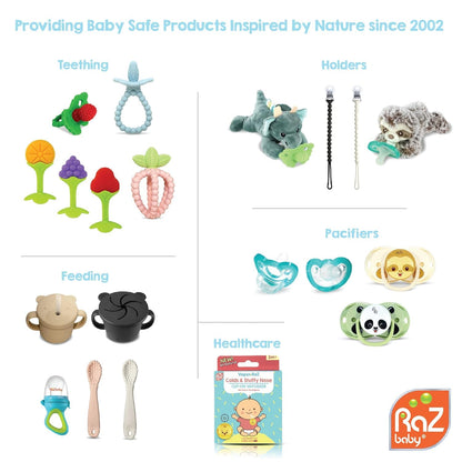 RaZbaby RaZzies Pacifier 3-Pack for Newborns &Infants 0m+ - Natural Nipple Shaped BPA Free Medical Grade Silicone - Nose Contoured Design - Lightweight, & Durable 1 Piece Design (Variety, 3-Pack)