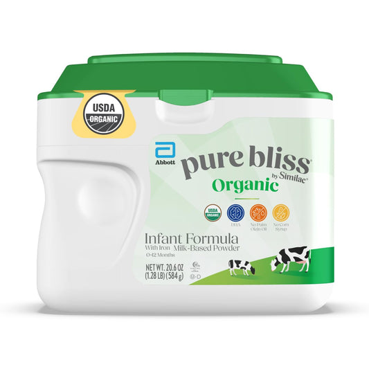 Pure Bliss by Similac Organic Infant Formula, Easy to Digest, USDA-Certified Organic, Powder, 20.6-oz Tub