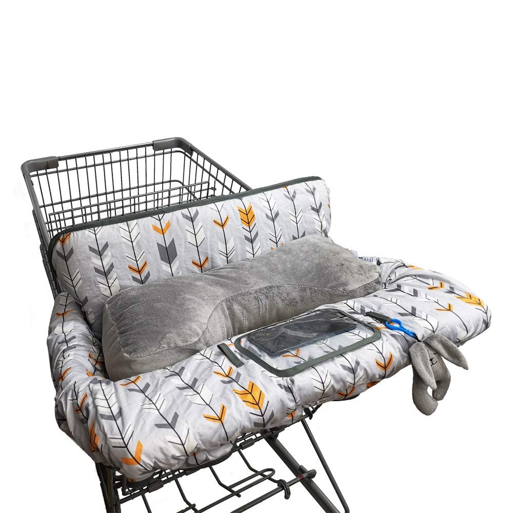 Shopping Cart Cover for Baby/Toddler 2-in-1 High Chair Cover, Easy Attach & Remove, with Cellphone Holder, Pink Strip Star