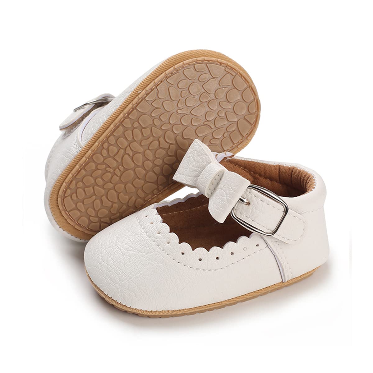 COSANKIM Baby Girls Mary Jane Flats Shoes Anti-Slip Rubber Sole Infant Toddler Princess Wedding Dress Shoes