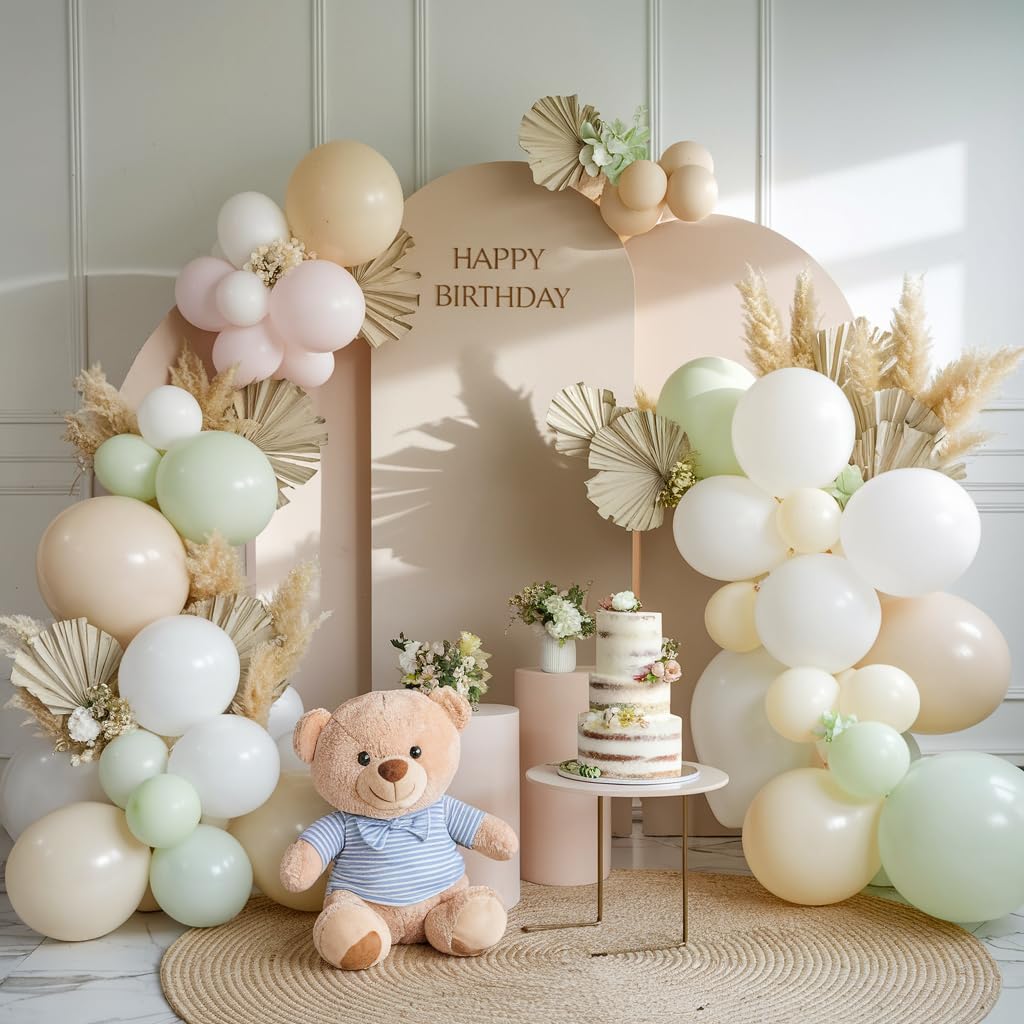 Dusty Pink Brown Balloon Arch Kit, Double Stuffed Blush Brown Cream Beige Nude Tan Pink Balloons Boho Balloon Garland Kit for Birthday Baby Shower Wedding Bridal Shower Gender Reveal Party Decoration