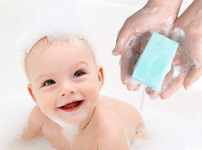 Special Supplies (6 Pack) Baby Bath Sponges Soft Foam Sensory Scrubber with Cradle Cap Bristle Brush - Body, Hair, and Scalp Cleaning - Gentle on Infant, Toddler Sensitive Skin - Great Sensory Feel