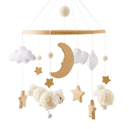 2025 Bohemia Theme Baby Mobile - Mobile for Crib, Crib Mobile for Boys and Girls, Nursery Decor Mobile, Clouds Moon Sheep Pendant Nursery Decor (Beige)