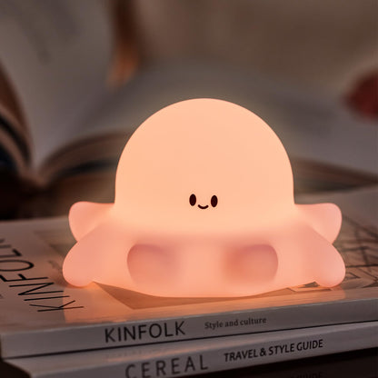 Sweet Heart Elephant Night Light, LED Squishy Novelty Animal Cute Lamp, Food Grade Silicone Nightlight, Dimmable Light Up Elephant Decor for Room College, Boys Girls White Elephant Gifts