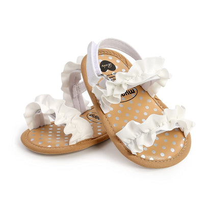 CoKate Baby Girls Sandals Ruffle Bowknot Premium Soft Sole Anti-Slip Open Toe Breathable Summer Outdoor First Walker Shoes Baby Sandals 0-3 months girls